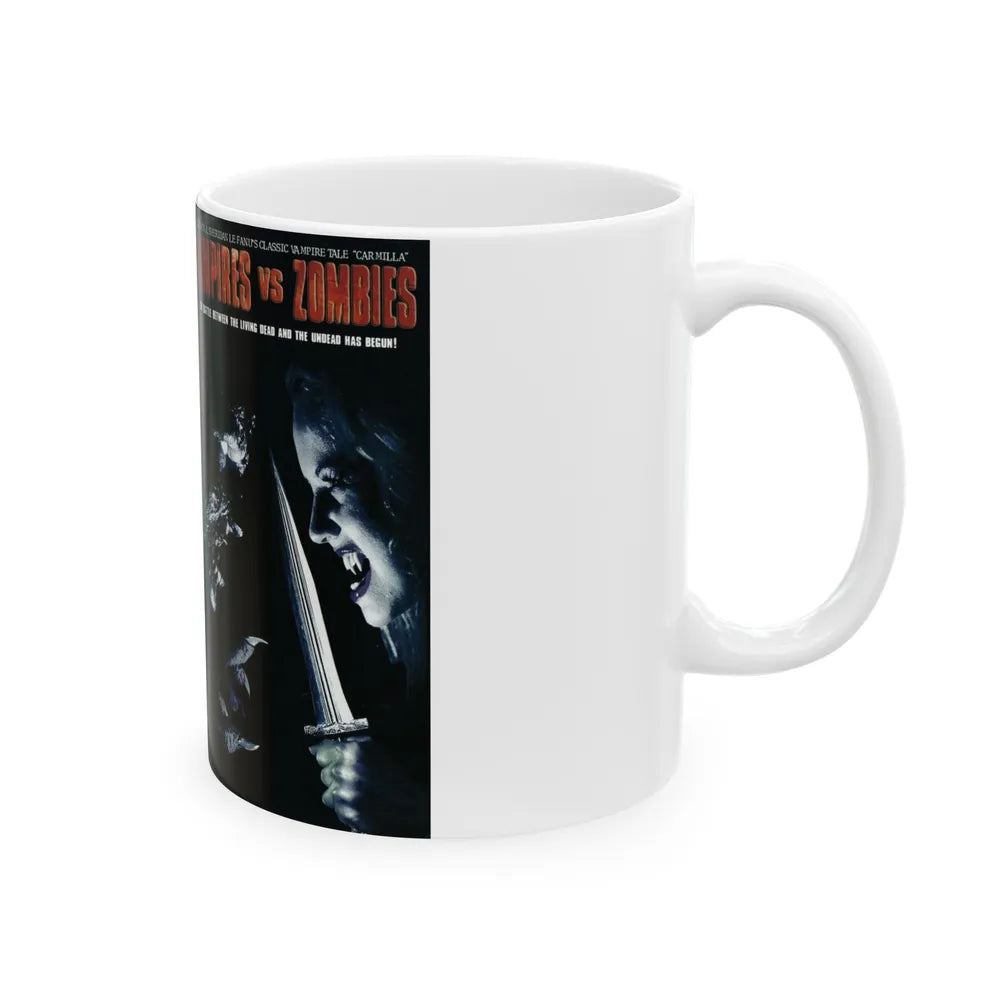 VAMPIRES VS ZOMBIES (VHS COVER) - White Coffee Mug-Go Mug Yourself