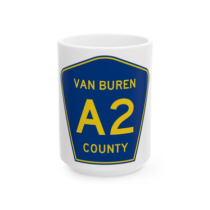 Van Buren County A-2 (Michigan) (Road Sign) White Coffee Mug 15oz - Go Mug Yourself