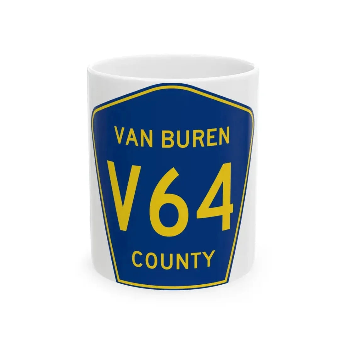 Van Buren County Route V64 IA (Iowa) (Road Sign) White Coffee Mug 11oz - Go Mug Yourself