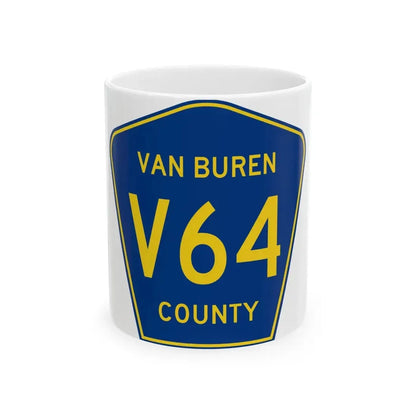 Van Buren County Route V64 IA (Iowa) (Road Sign) White Coffee Mug 11oz - Go Mug Yourself