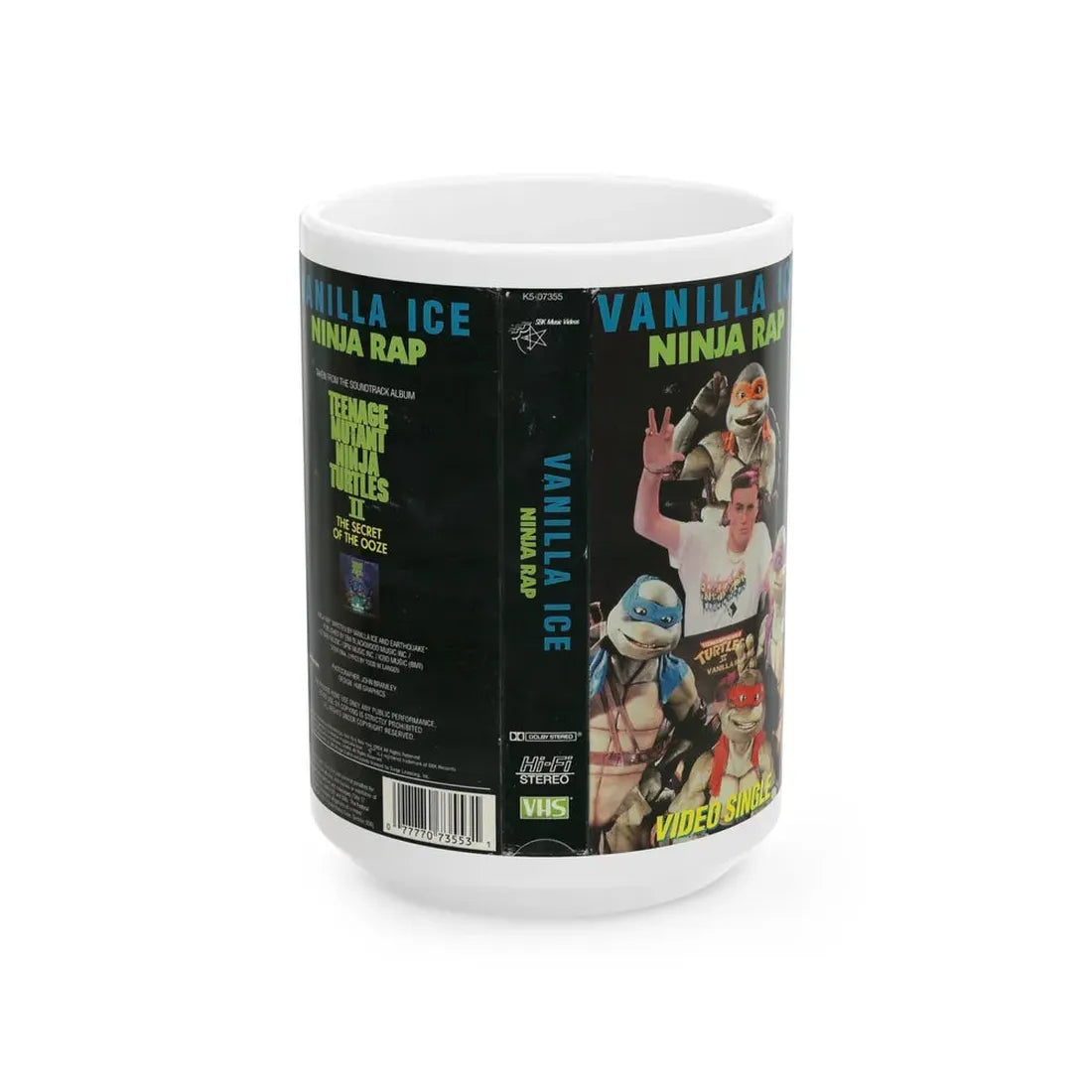 VANILLA ICE NINJA RAP TEENAGE MUTANT NINJA TURTLES (VHS COVER) - White Coffee Mug 15oz - Go Mug Yourself