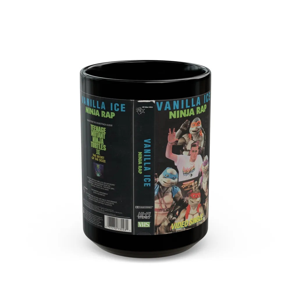 VANILLA ICE NINJA RAP (VHS COVER) - Black Coffee Mug-15oz-Go Mug Yourself