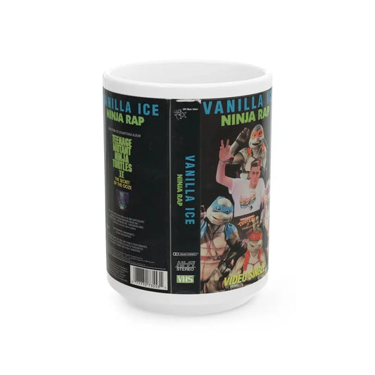 VANILLA ICE NINJA RAP (VHS COVER) - White Coffee Mug 15oz - Go Mug Yourself