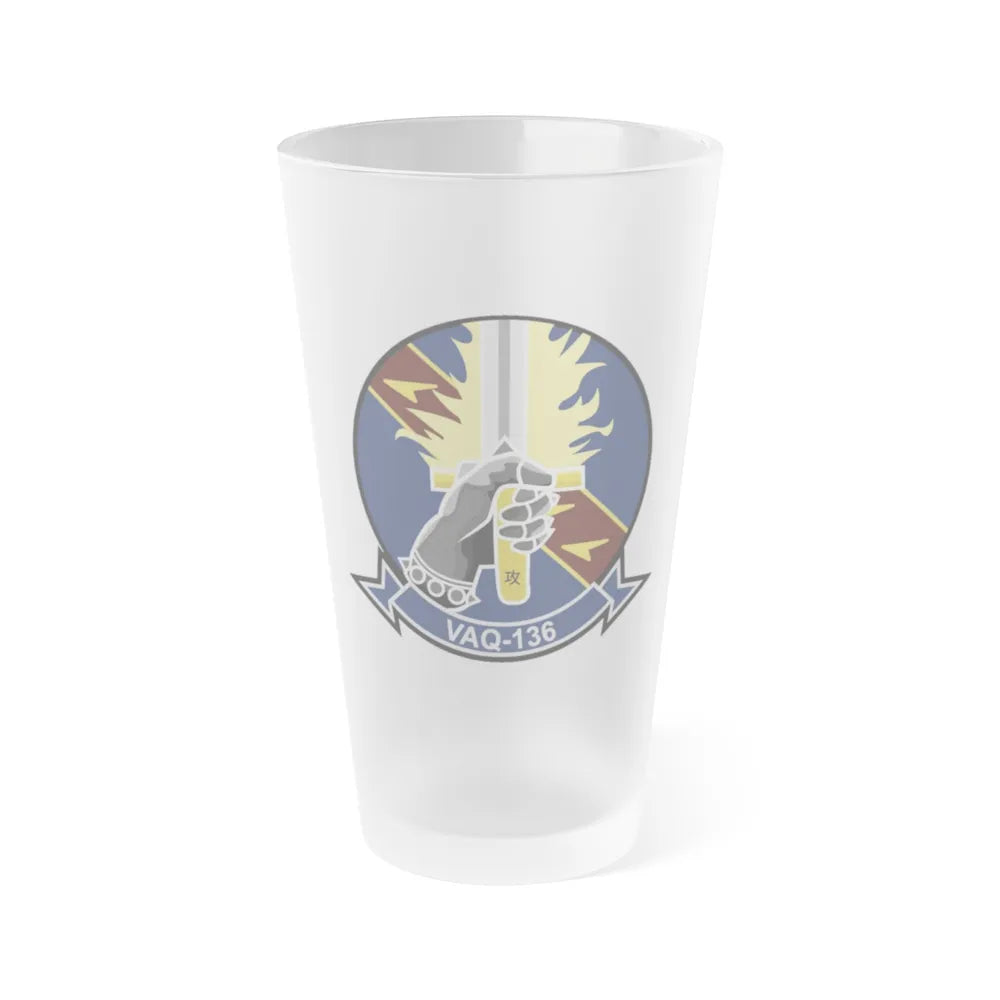 VAQ 136 Electronic Attack Squadron 136 (U.S. Navy) Frosted Pint Glass 16oz-Go Mug Yourself