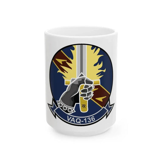VAQ 136 Electronic Attack Squadron 136 (U.S. Navy) White Coffee Mug 15oz - Go Mug Yourself