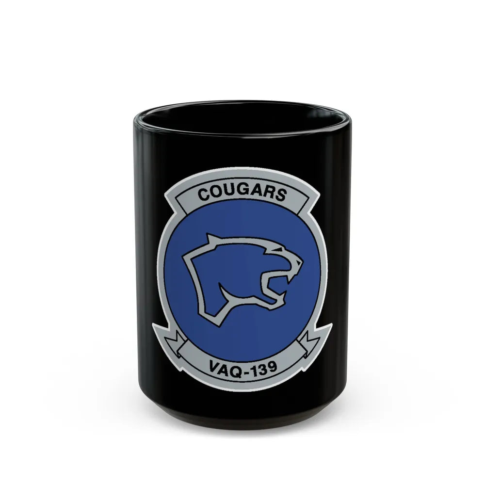 VAQ 139 Cougars (U.S. Navy) Black Coffee Mug-15oz-Go Mug Yourself