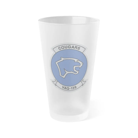 VAQ 139 Cougars (U.S. Navy) Frosted Pint Glass 16oz-Go Mug Yourself