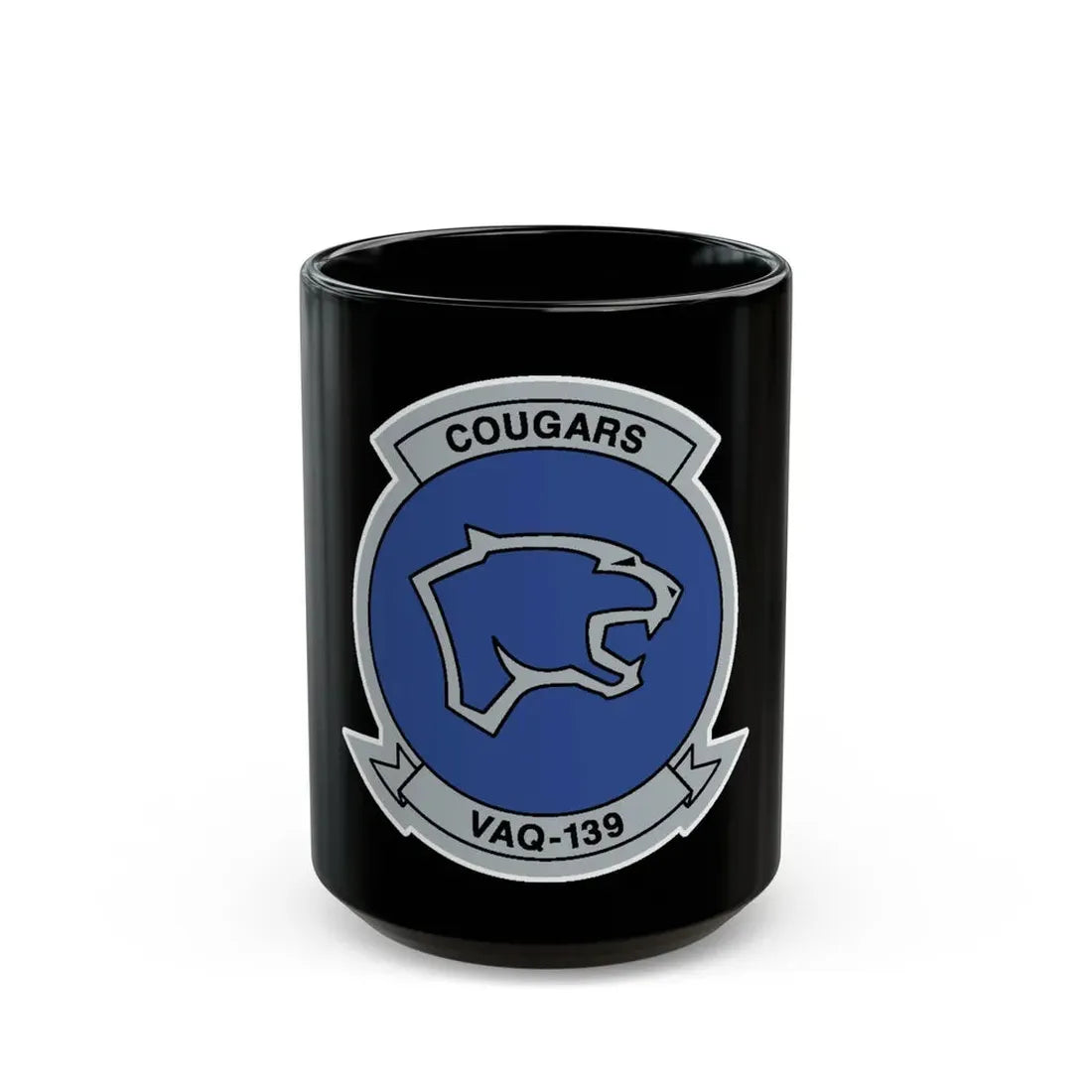 VAQ 139 Cougars (U.S. Navy) Black Coffee Mug 15oz - Go Mug Yourself