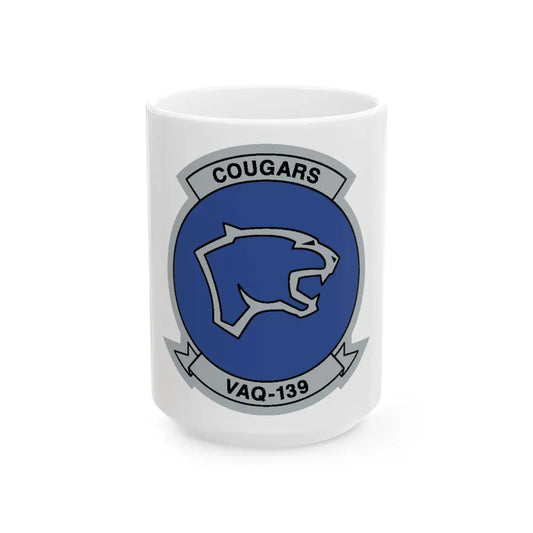 VAQ 139 Cougars (U.S. Navy) White Coffee Mug 15oz - Go Mug Yourself