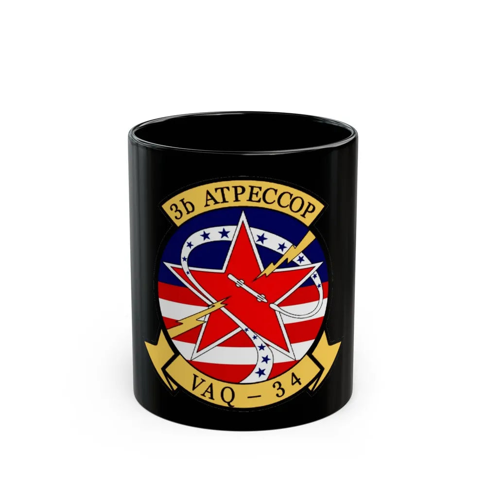 VAQ 34 Tactical Electronic Warfare Squadron 34 (U.S. Navy) Black Coffee Mug-11oz-Go Mug Yourself