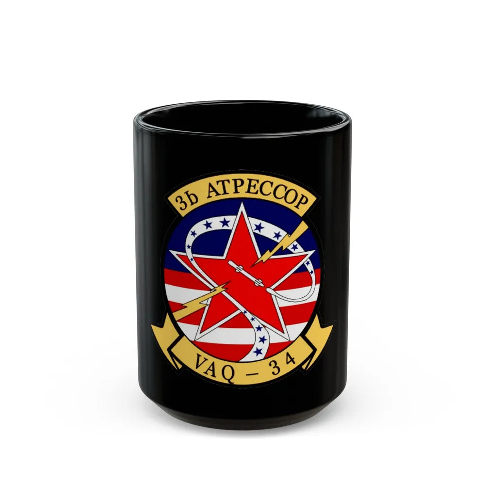 VAQ 34 Tactical Electronic Warfare Squadron 34 (U.S. Navy) Black Coffee Mug-15oz-Go Mug Yourself