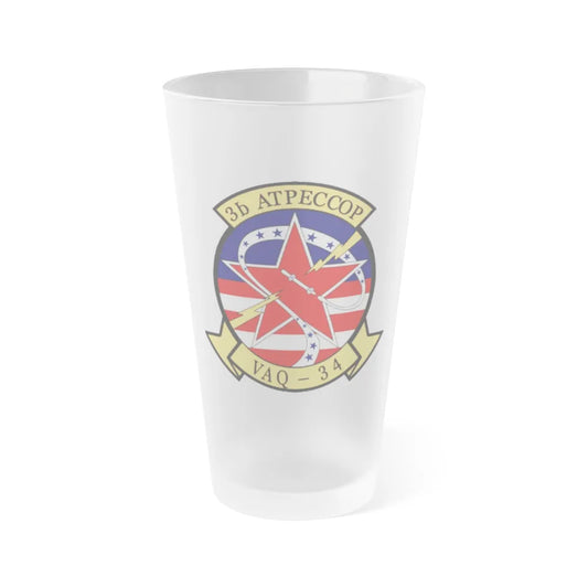 VAQ 34 Tactical Electronic Warfare Squadron 34 (U.S. Navy) Frosted Pint Glass 16oz-Go Mug Yourself