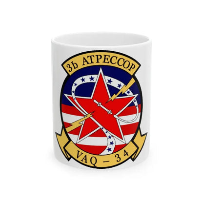 VAQ 34 Tactical Electronic Warfare Squadron 34 (U.S. Navy) White Coffee Mug 11oz - Go Mug Yourself