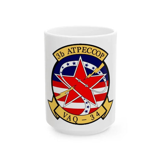 VAQ 34 Tactical Electronic Warfare Squadron 34 (U.S. Navy) White Coffee Mug 15oz - Go Mug Yourself