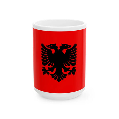 Variant eagle flag of Albania (Albania) White Coffee Mug 15oz - Go Mug Yourself