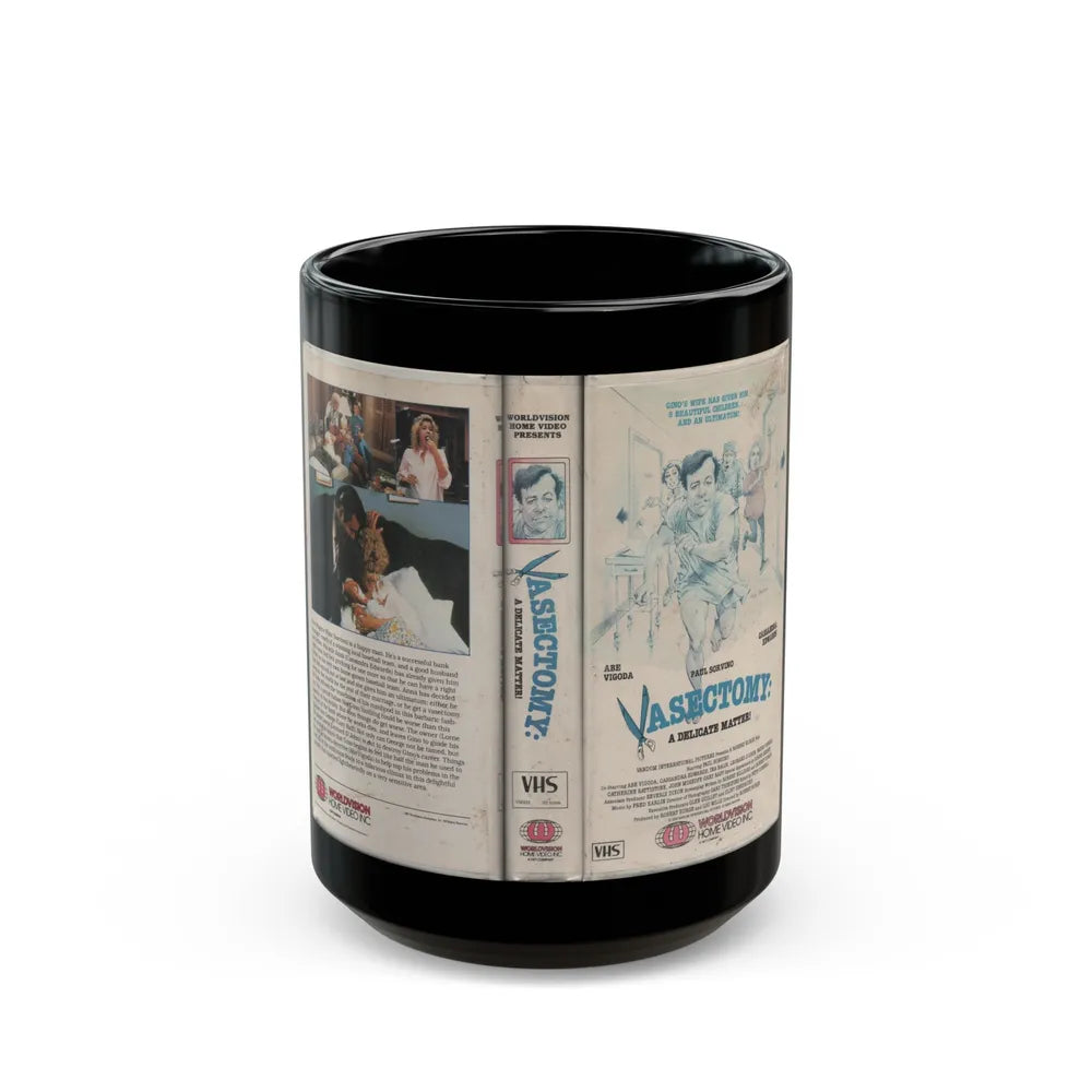 VASECTOMY A DELICATE MATTER (VHS COVER) - Black Coffee Mug-15oz-Go Mug Yourself