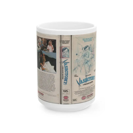 VASECTOMY A DELICATE MATTER (VHS COVER) - White Coffee Mug 15oz - Go Mug Yourself