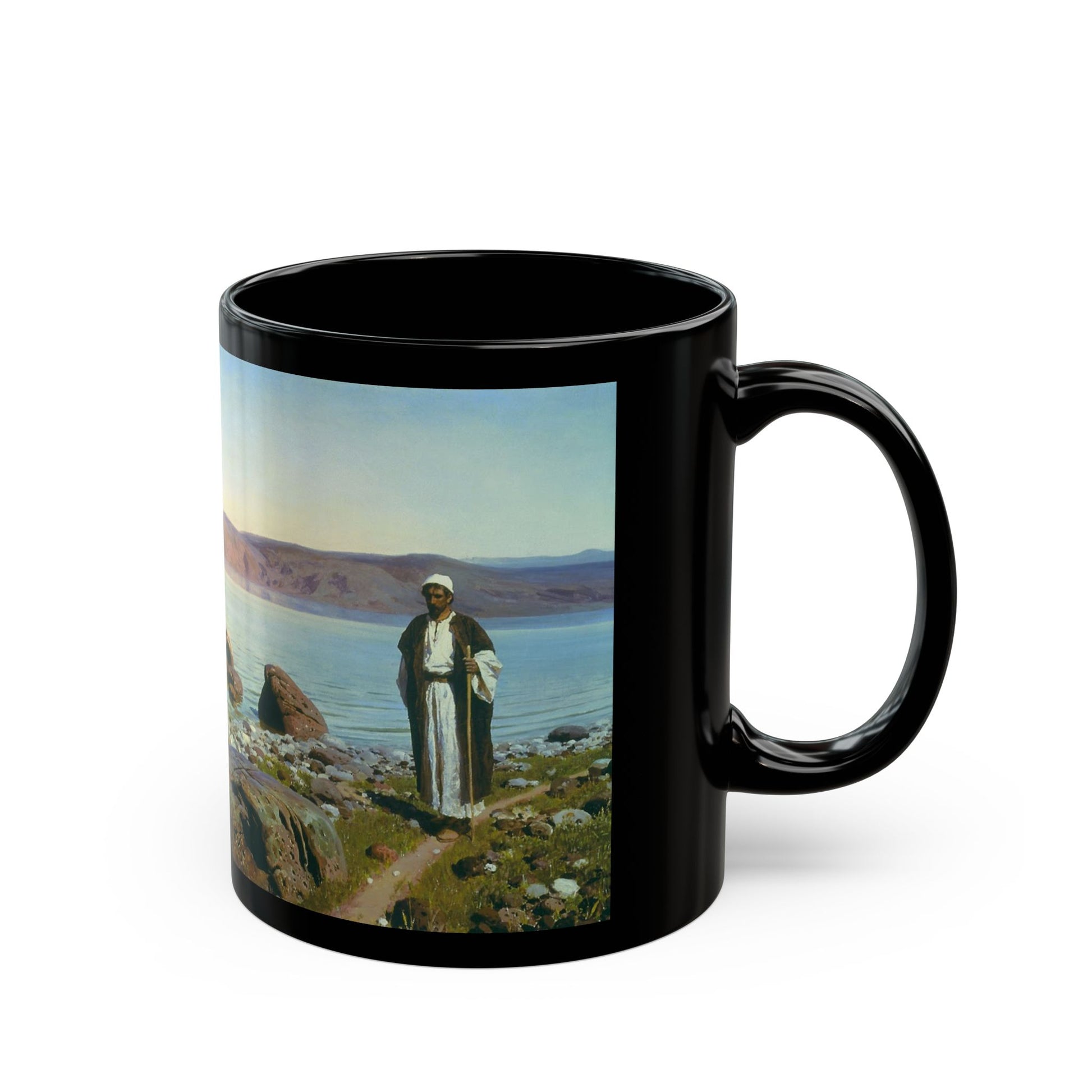 Vasily Polenov - At the Genisaret Lake 1888 - Black Coffee Mug-Go Mug Yourself