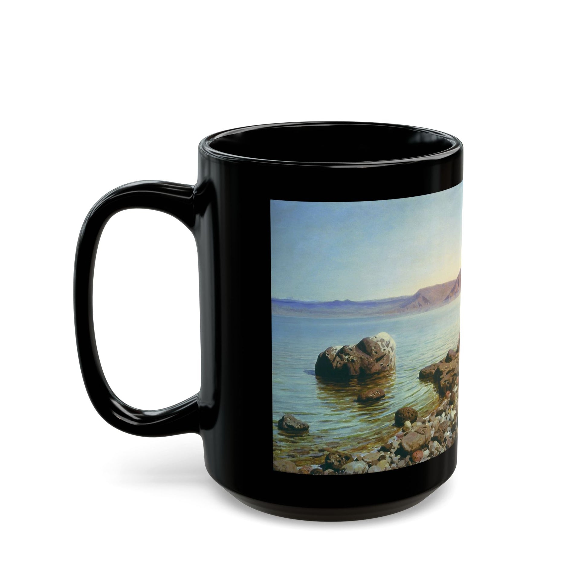 Vasily Polenov - At the Genisaret Lake 1888 - Black Coffee Mug-Go Mug Yourself