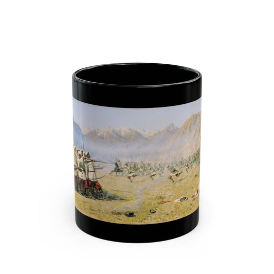 Vasily Vereshchagin (1842-1904) Surprise attack - 1871 - Black Coffee Mug-11oz-Go Mug Yourself