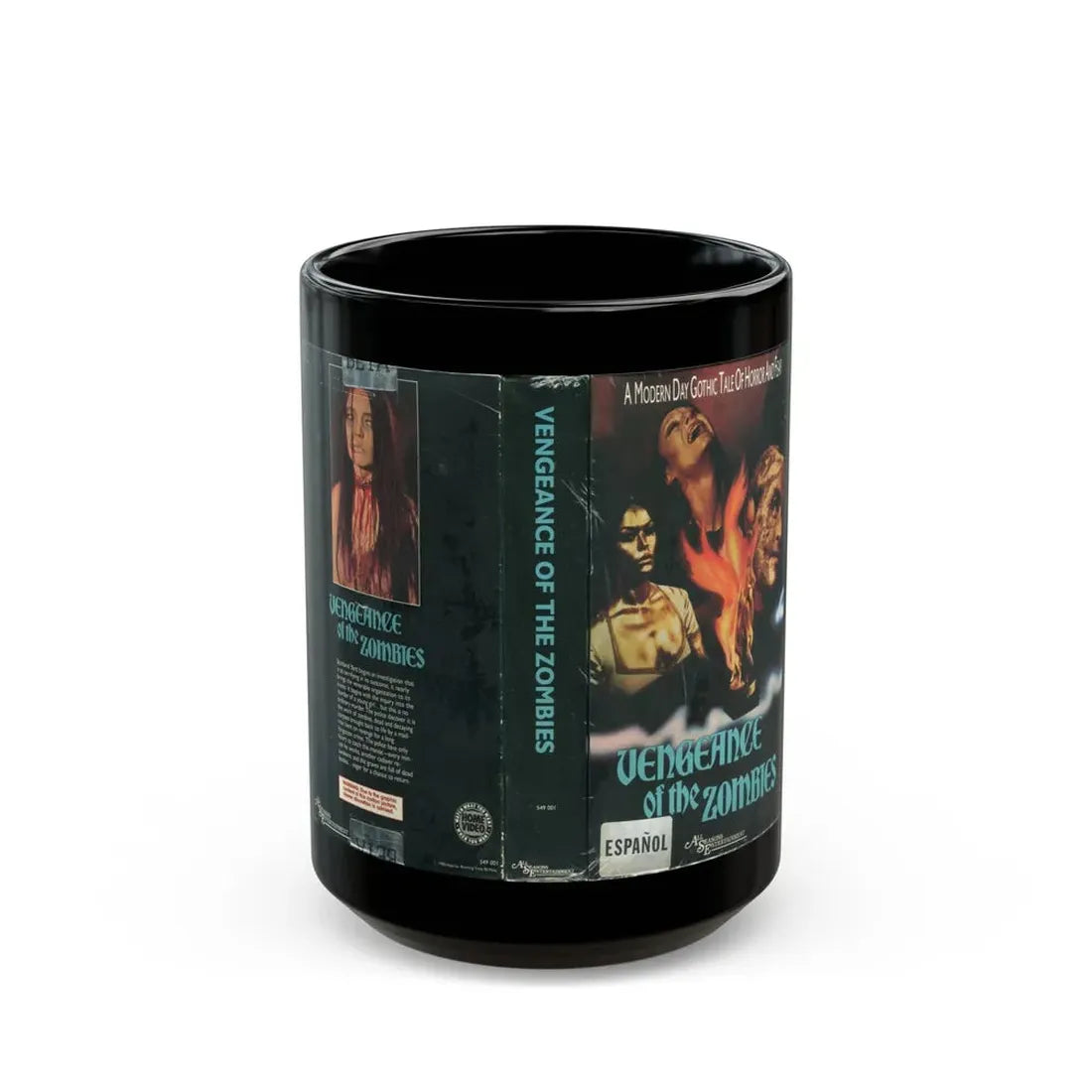VENGEANCE OF THE ZOMBIES A MODERN DAY GOTHIC TALE OF HORROR (VHS COVER) - Black Coffee Mug 15oz - Go Mug Yourself