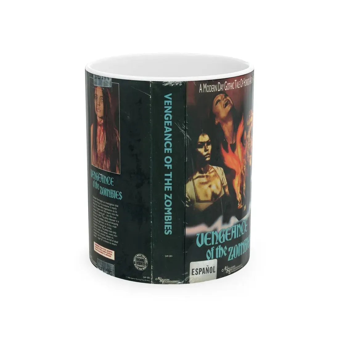 VENGEANCE OF THE ZOMBIES A MODERN DAY GOTHIC TALE OF HORROR (VHS COVER) - White Coffee Mug 11oz - Go Mug Yourself