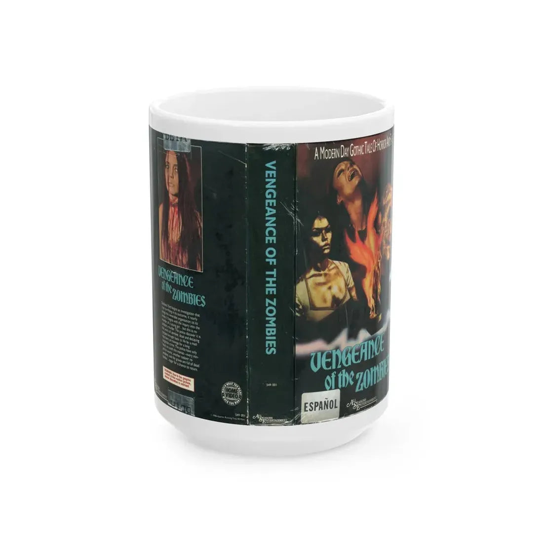 VENGEANCE OF THE ZOMBIES A MODERN DAY GOTHIC TALE OF HORROR (VHS COVER) - White Coffee Mug 15oz - Go Mug Yourself
