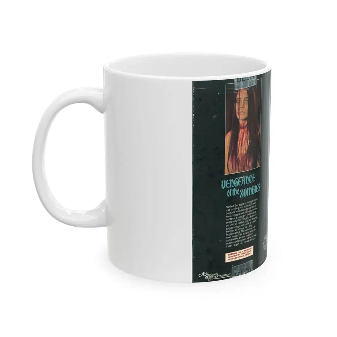 VENGEANCE OF THE ZOMBIES A MODERN DAY GOTHIC TALE OF HORROR (VHS COVER) - White Coffee Mug - Go Mug Yourself