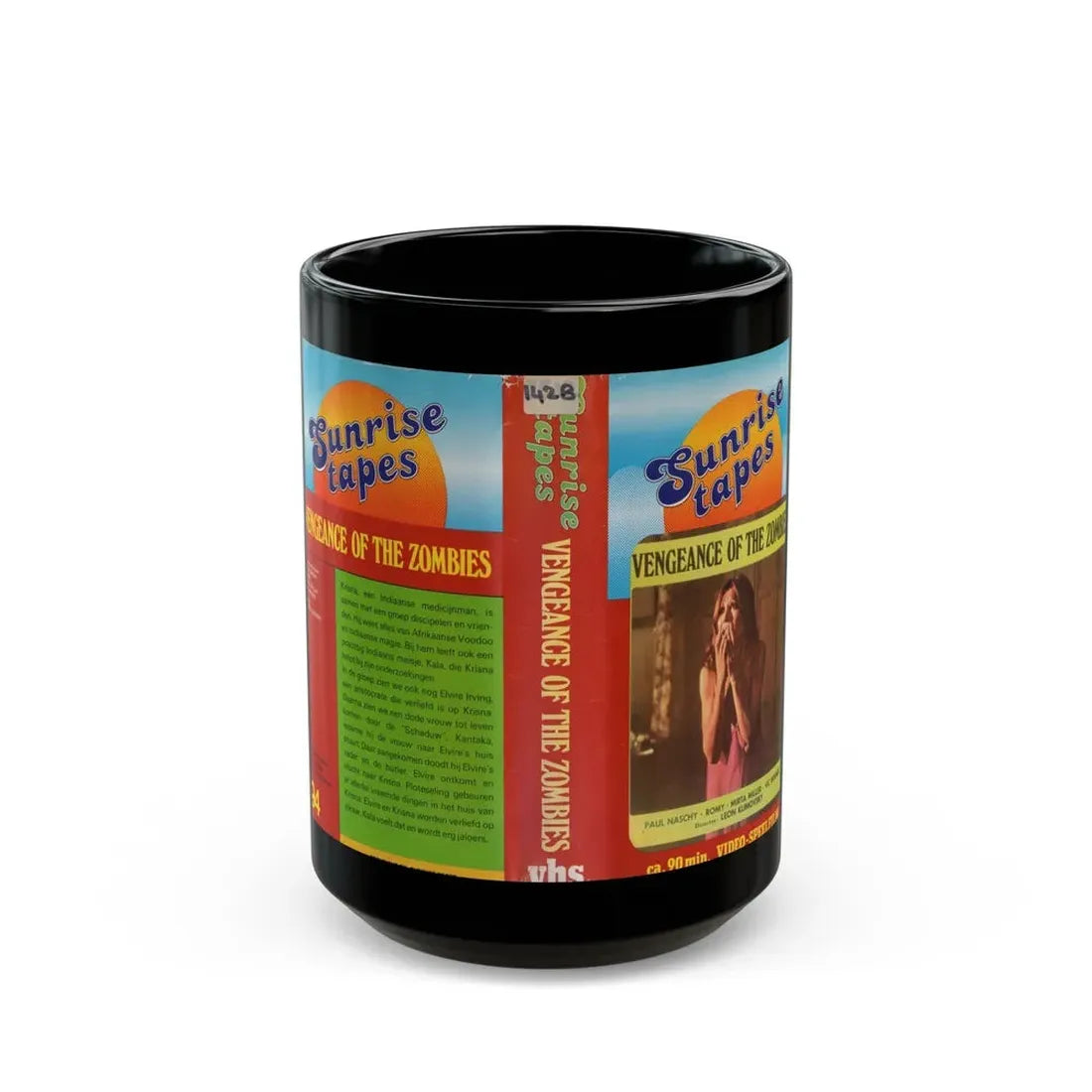 VENGEANCE OF THE ZOMBIES (VHS COVER) - Black Coffee Mug 15oz - Go Mug Yourself