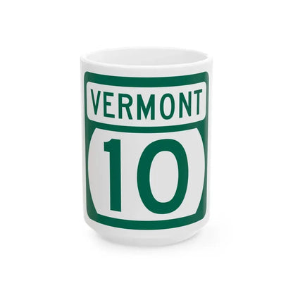 Vermont 10 (Vermont) (Road Sign) White Coffee Mug 15oz - Go Mug Yourself