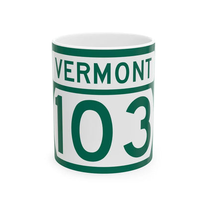 Vermont 103 (Vermont) (Road Sign) White Coffee Mug 11oz - Go Mug Yourself