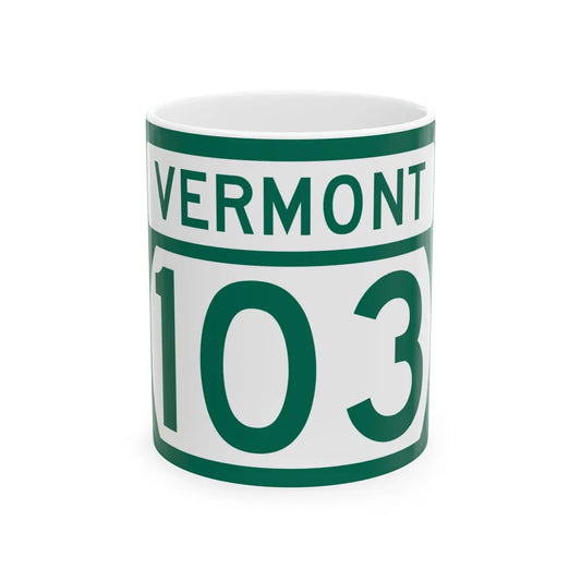 Vermont 103 (Vermont) (Road Sign) White Coffee Mug 11oz - Go Mug Yourself