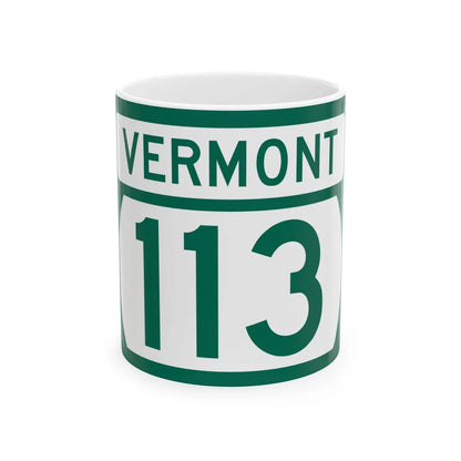 Vermont 113 (Vermont) (Road Sign) White Coffee Mug 11oz - Go Mug Yourself