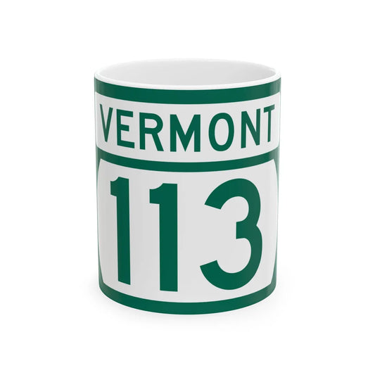 Vermont 113 (Vermont) (Road Sign) White Coffee Mug 11oz - Go Mug Yourself