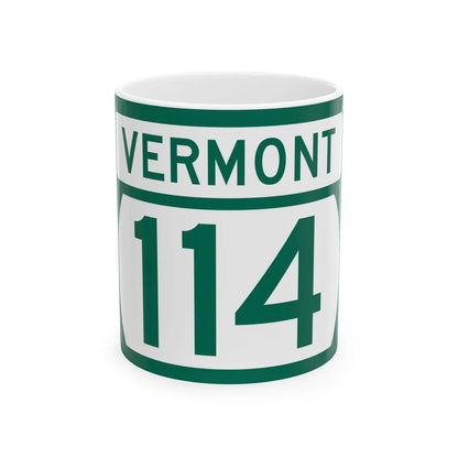 Vermont 114 (Vermont) (Road Sign) White Coffee Mug 11oz - Go Mug Yourself
