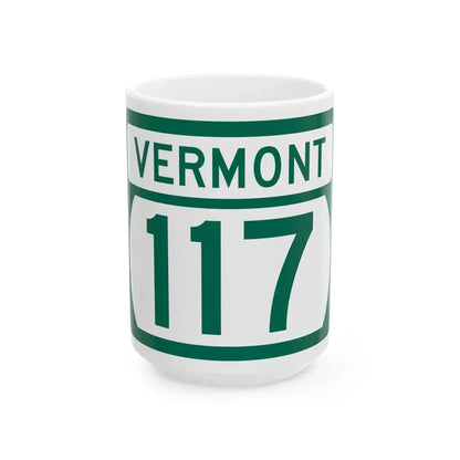 Vermont 117 (Vermont) (Road Sign) White Coffee Mug 15oz - Go Mug Yourself