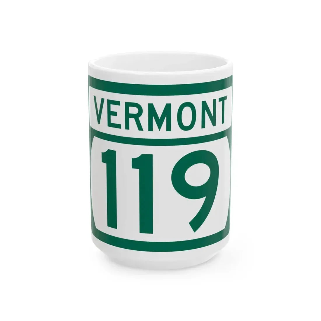 Vermont 119 (Vermont) (Road Sign) White Coffee Mug 15oz - Go Mug Yourself