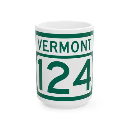 Vermont 124 (Vermont) (Road Sign) White Coffee Mug 15oz - Go Mug Yourself