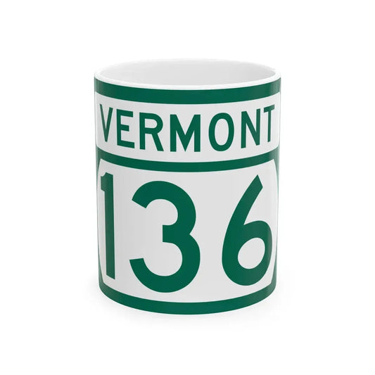 Vermont 136 (Vermont) (Road Sign) White Coffee Mug 11oz - Go Mug Yourself