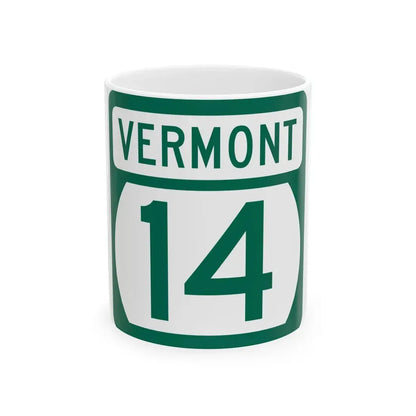 Vermont 14 (Vermont) (Road Sign) White Coffee Mug 11oz - Go Mug Yourself
