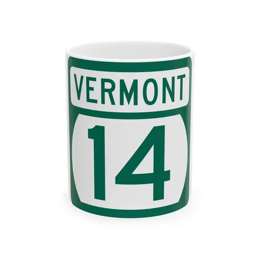 Vermont 14 (Vermont) (Road Sign) White Coffee Mug 11oz - Go Mug Yourself