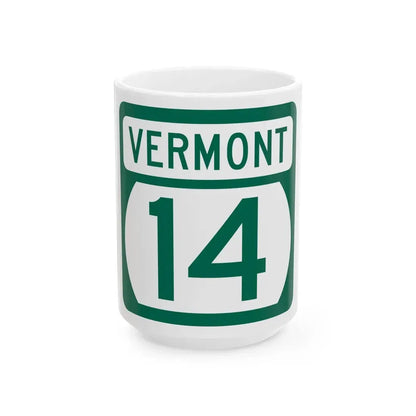 Vermont 14 (Vermont) (Road Sign) White Coffee Mug 15oz - Go Mug Yourself