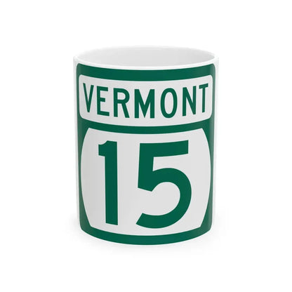 Vermont 15 (Vermont) (Road Sign) White Coffee Mug 11oz - Go Mug Yourself