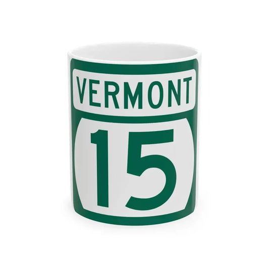 Vermont 15 (Vermont) (Road Sign) White Coffee Mug 11oz - Go Mug Yourself