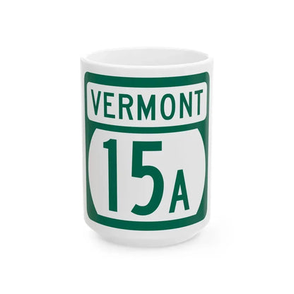 Vermont 15A (Vermont) (Road Sign) White Coffee Mug 15oz - Go Mug Yourself