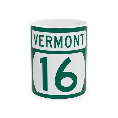Vermont 16 (Vermont) (Road Sign) White Coffee Mug 11oz - Go Mug Yourself