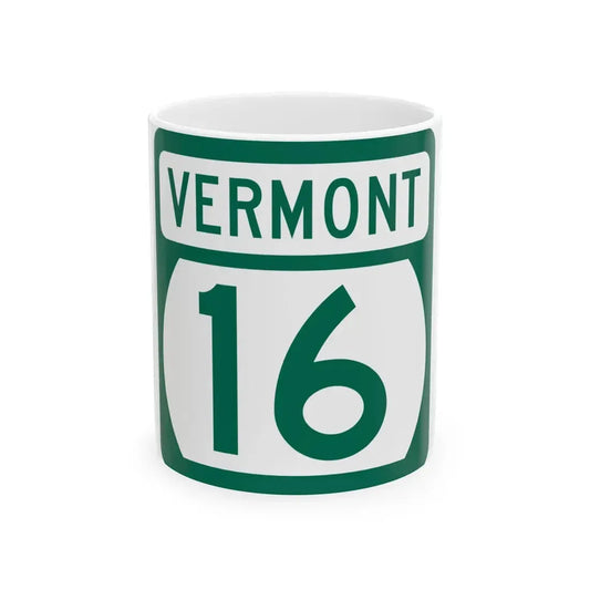 Vermont 16 (Vermont) (Road Sign) White Coffee Mug 11oz - Go Mug Yourself