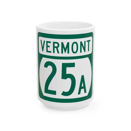 Vermont 25A (Vermont) (Road Sign) White Coffee Mug 15oz - Go Mug Yourself