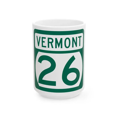 Vermont 26 (Vermont) (Road Sign) White Coffee Mug 15oz - Go Mug Yourself