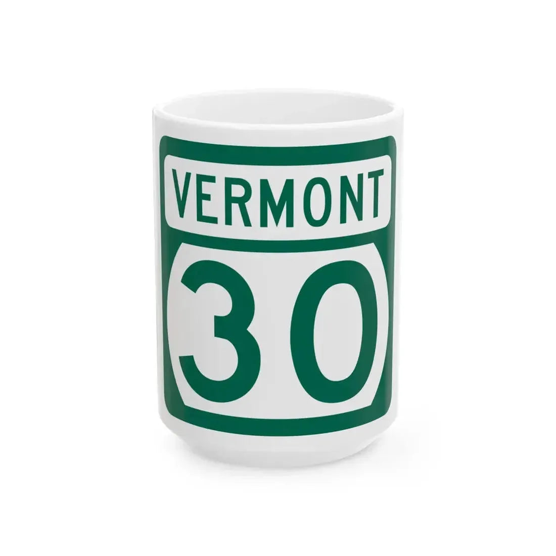 Vermont 30 (Vermont) (Road Sign) White Coffee Mug 15oz - Go Mug Yourself
